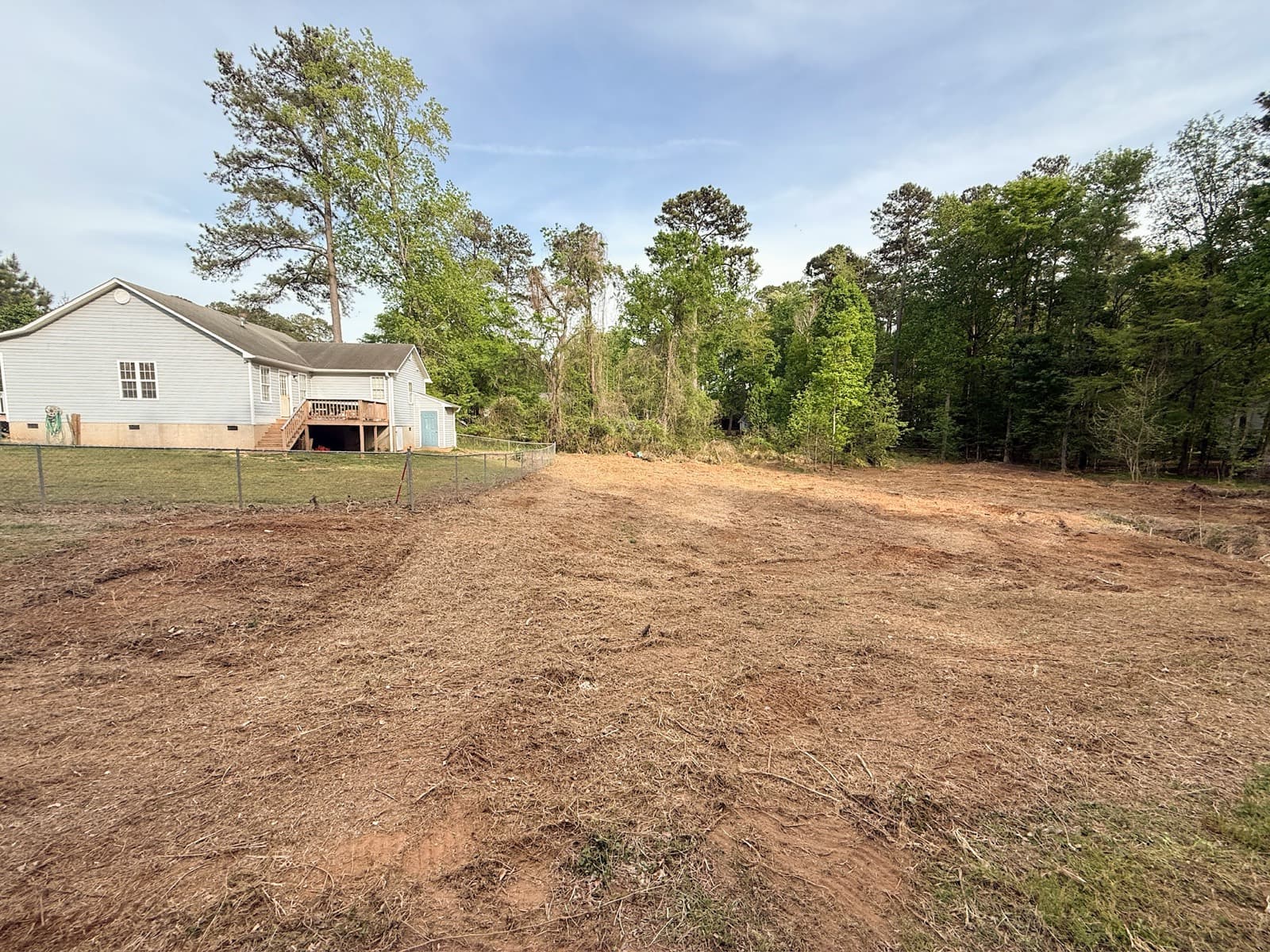 The same Youngsville property after forestry mulching
